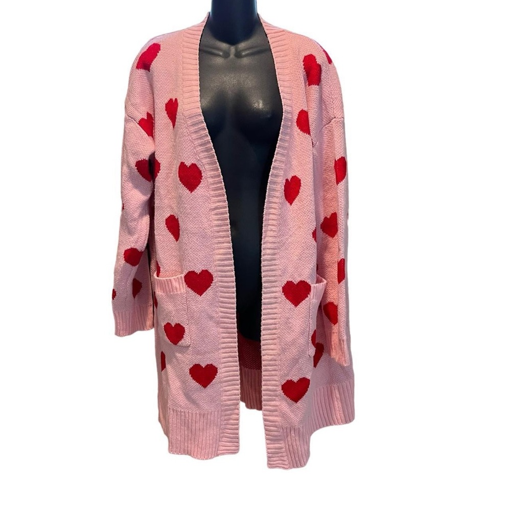 Lovers Lane Knit Pocketed Open Front Cardigan Pink